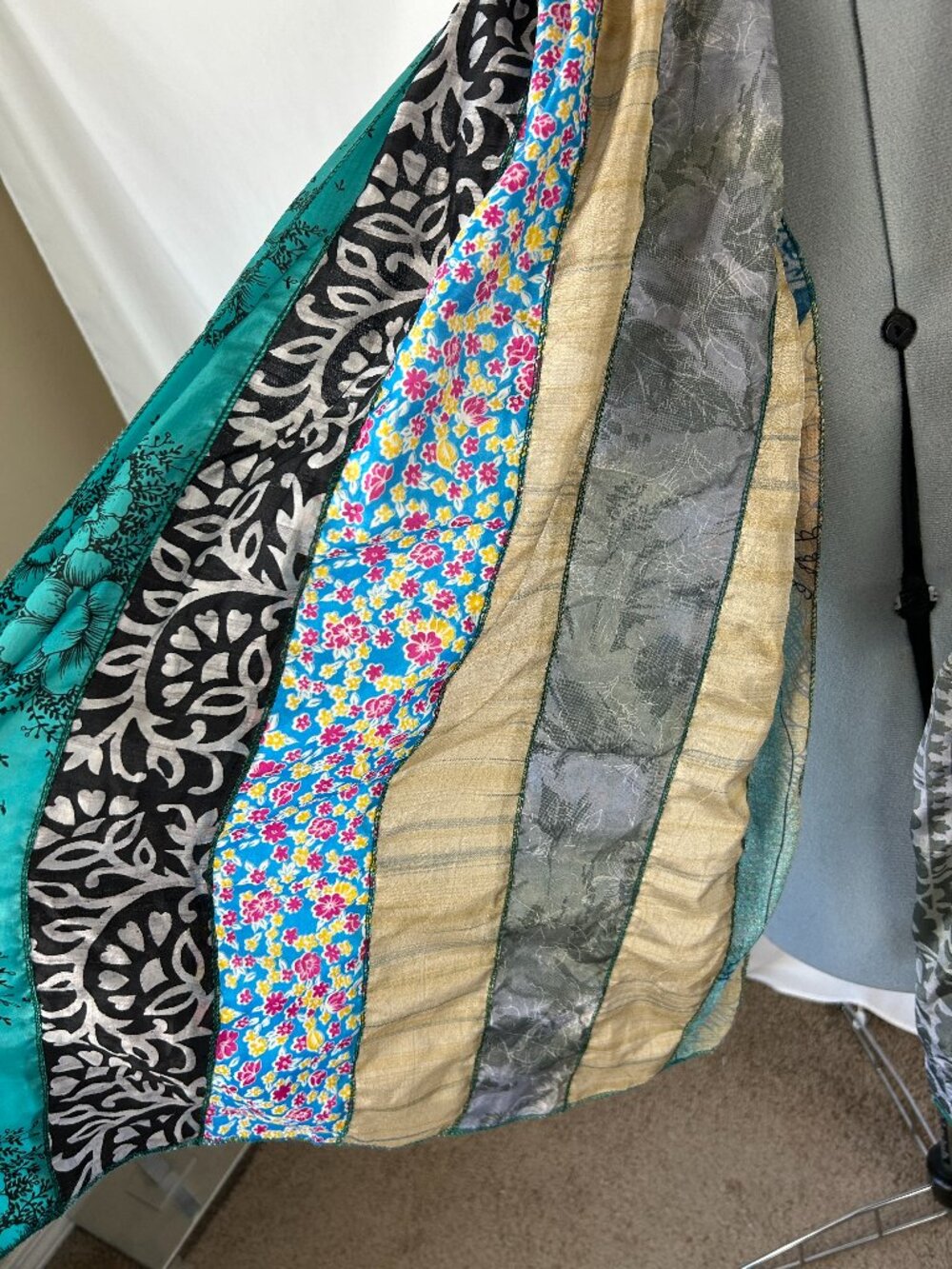 Darn Good Yarn Silk Medley Scarf Green Blue Tan